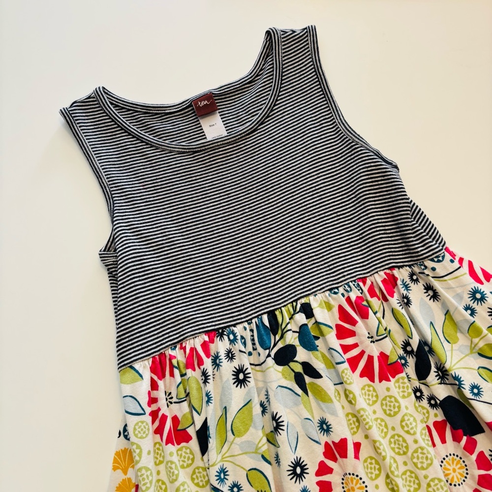 Tea Collection Stripes and Floral sleeveless dress